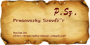 Presovszky Szevér névjegykártya